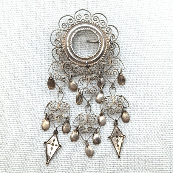 Antique Silver Solje Wedding Brooch w Tube Hinge C Clasp Marked SC 88 Mid 19th C - Picture 3 of 11